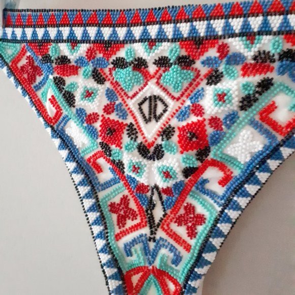 NWT Rococo Sand beaded bikini top & bottom set, S - Picture 14 of 16